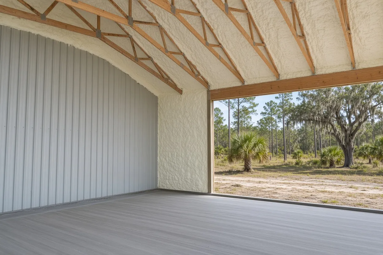 Finished concrete barn slab on open acreage near Haines City, Florida